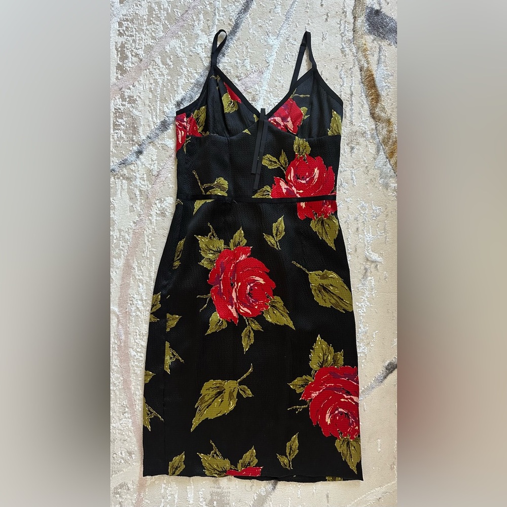 Trina Turk Silk Floral Black Dress